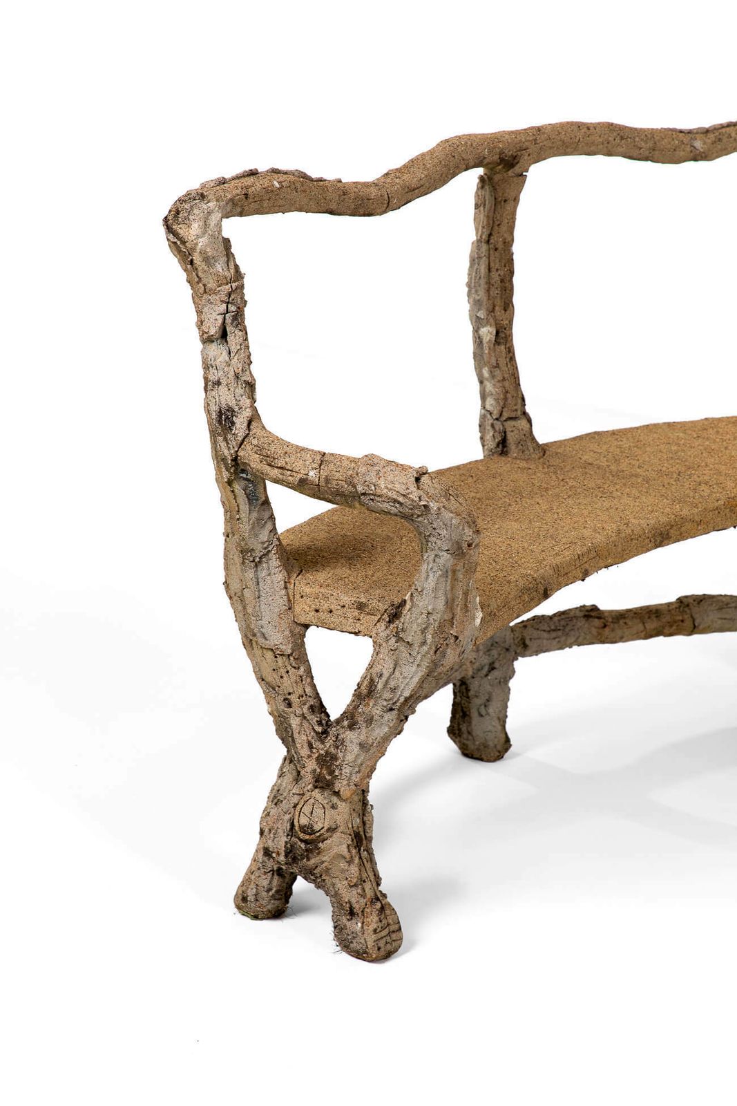 French Faux Bois Stone Benches photo vintage