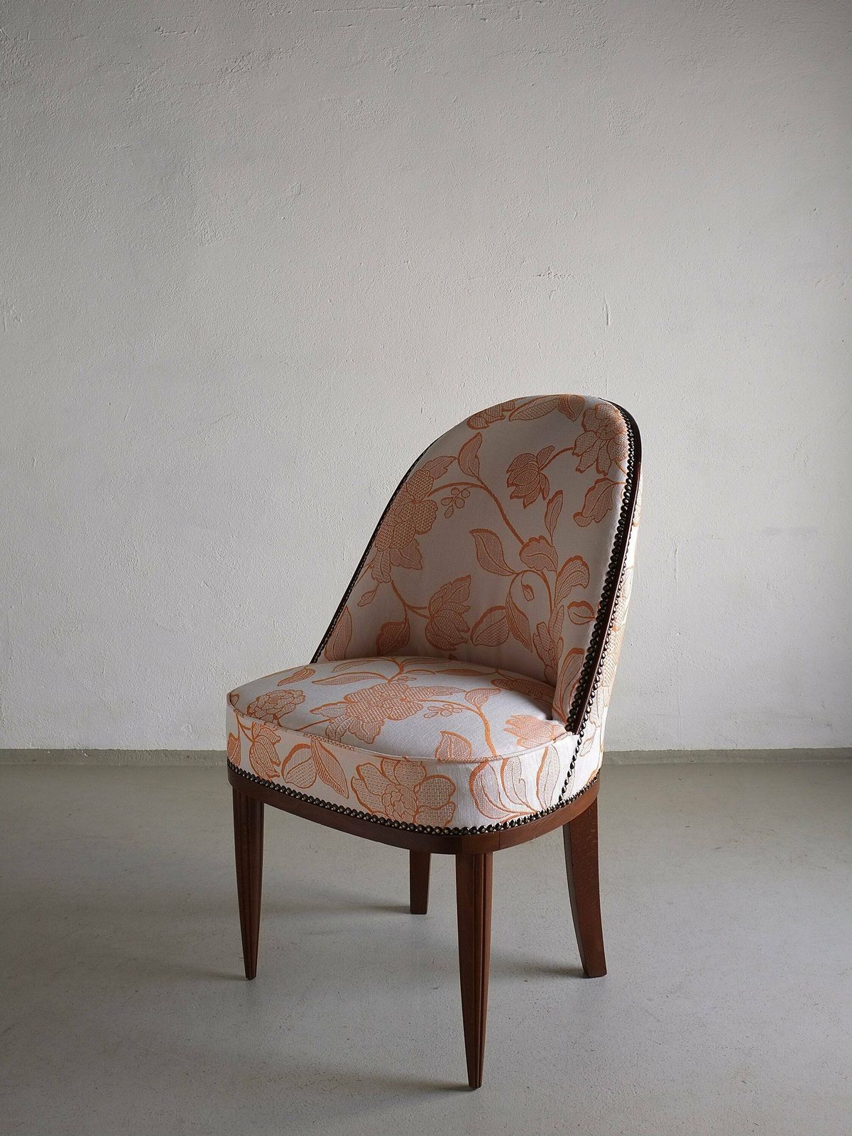 photo for sale 2 Art Deco Mahogany Curved Back Chairs | France | 1920s