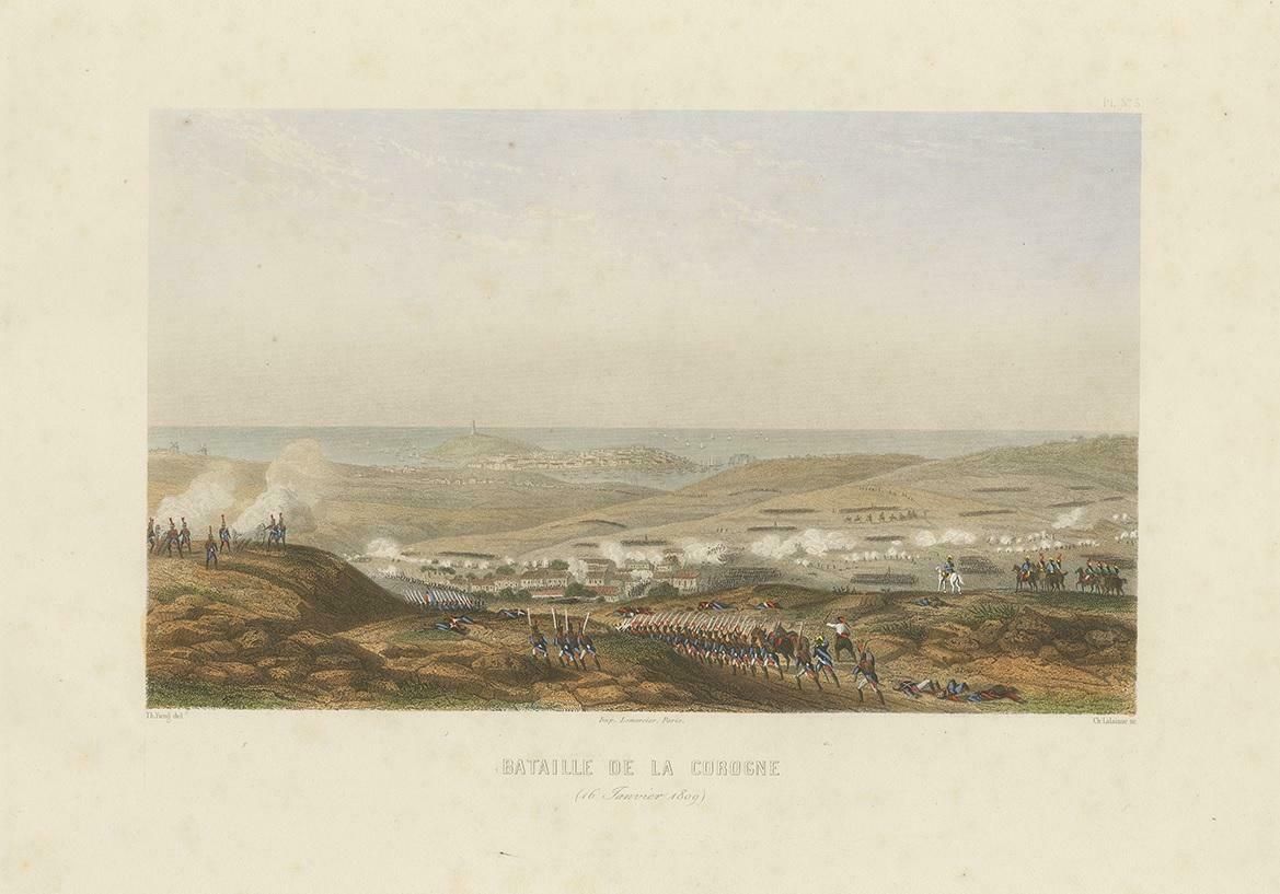 Antique Print Of The Battle Of Corunna, Circa 1860 photo furniture