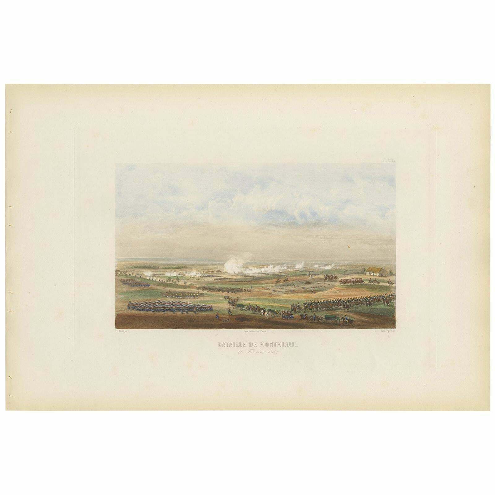 Antique Print Of The Battle Of Montmirail, Circa 1860