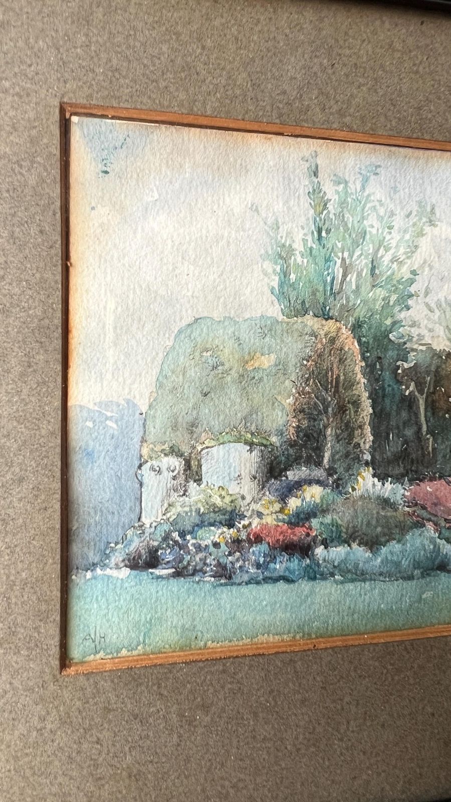 1917 Antique Original Watercolour Painting Depicting Alpine Rock Garden In Anna Valley, Andover photo for sale