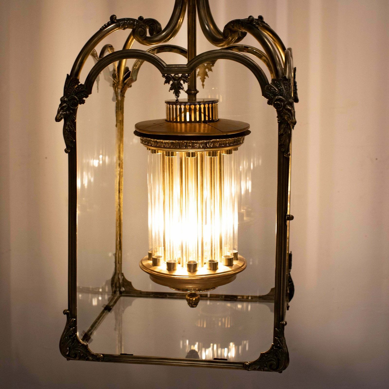 17000.0 Large English 18th Century Adams Style Polished Brass Hanging Lantern photo