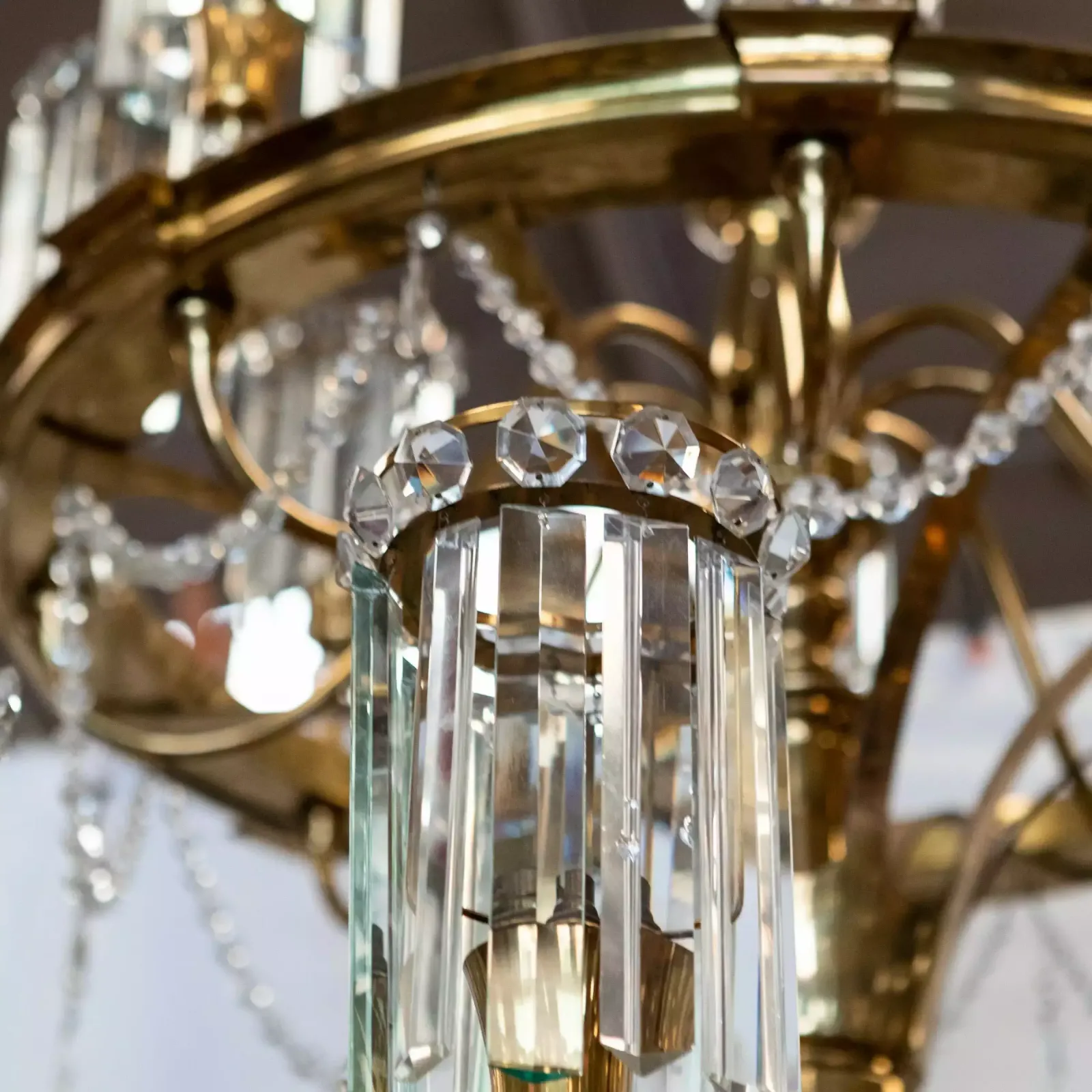 photo for sale Giant Reclaimed Brass & Crystal Chandelier | >4m Tall