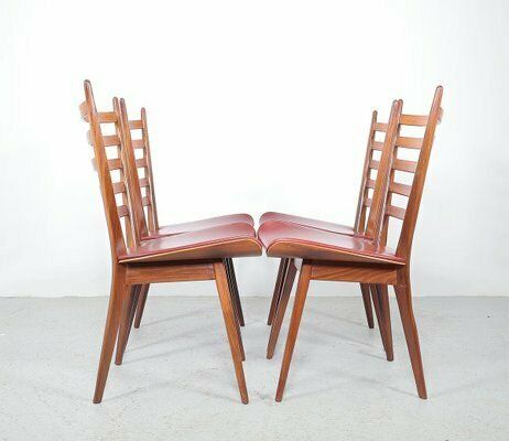Vintage Teak Wooden Ladder Chairs, 1960s, Set Of 4 photo furniture