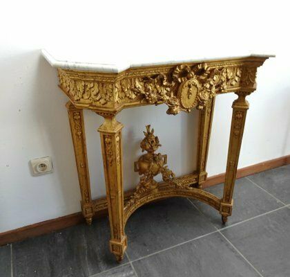 Antique Carved Gilded Wooden Console Table, 1890s photo buy
