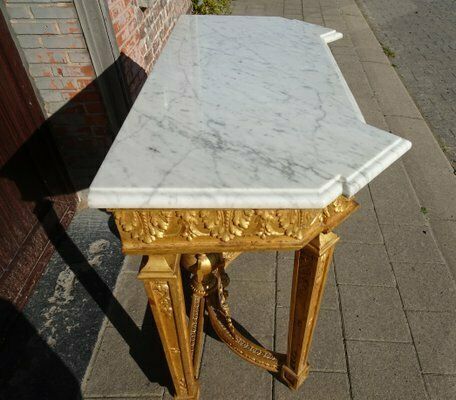 photo furniture Antique Carved Gilded Wooden Console Table, 1890s