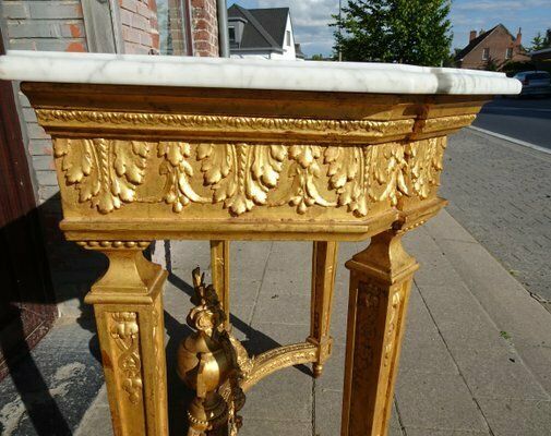 photo for sale Antique Carved Gilded Wooden Console Table, 1890s