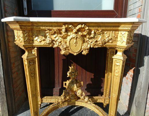 photo vinterior Antique Carved Gilded Wooden Console Table, 1890s