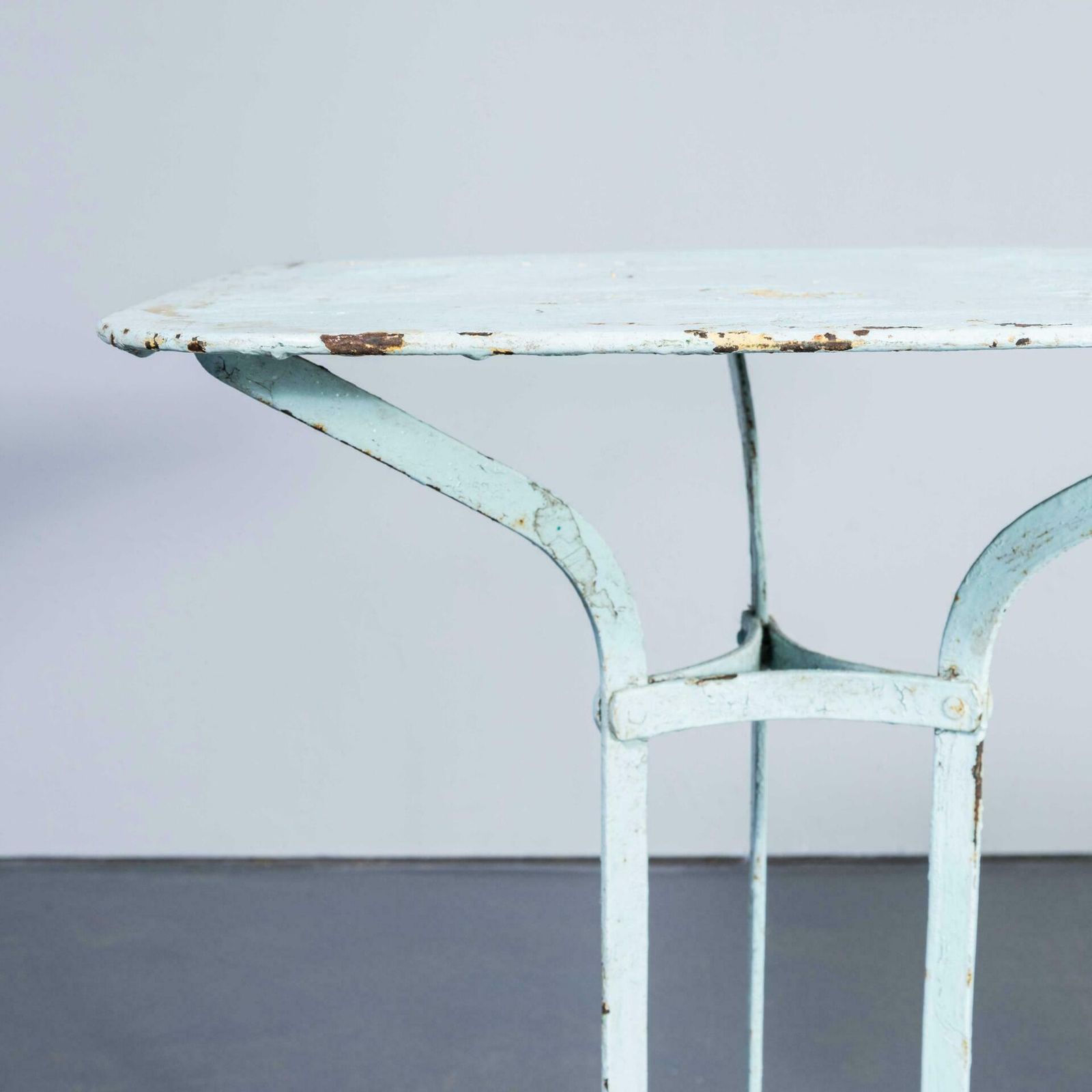 1950’s Simple Light Blue French Square Outdoor Metal Table photo for sale