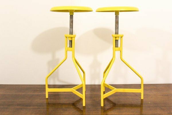 Italian Yellow Lacquered Metal Stools, 1970s, Set Of 2 photo furniture