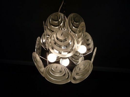 Mid Century Italian Acrylic Glass And Chrome Pendant Lamp, 1960s photo 320.0