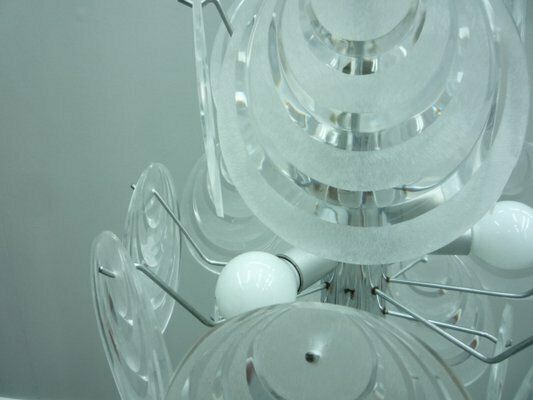 Mid Century Italian Acrylic Glass And Chrome Pendant Lamp, 1960s photo vinterior