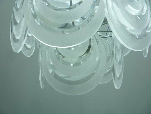 Mid Century Italian Acrylic Glass And Chrome Pendant Lamp, 1960s photo buy