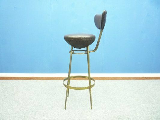Mid Century Leather And Steel Bar Stools, 1950s, Set Of 4 photo buy