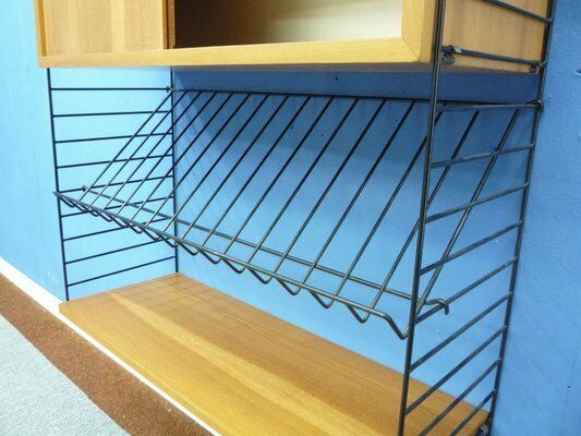 Scandinavian Elm Veneer Shelf With Newspaper Shelf By Strinning, Kajsa & Nils Nisse For String, 1960s photo buy