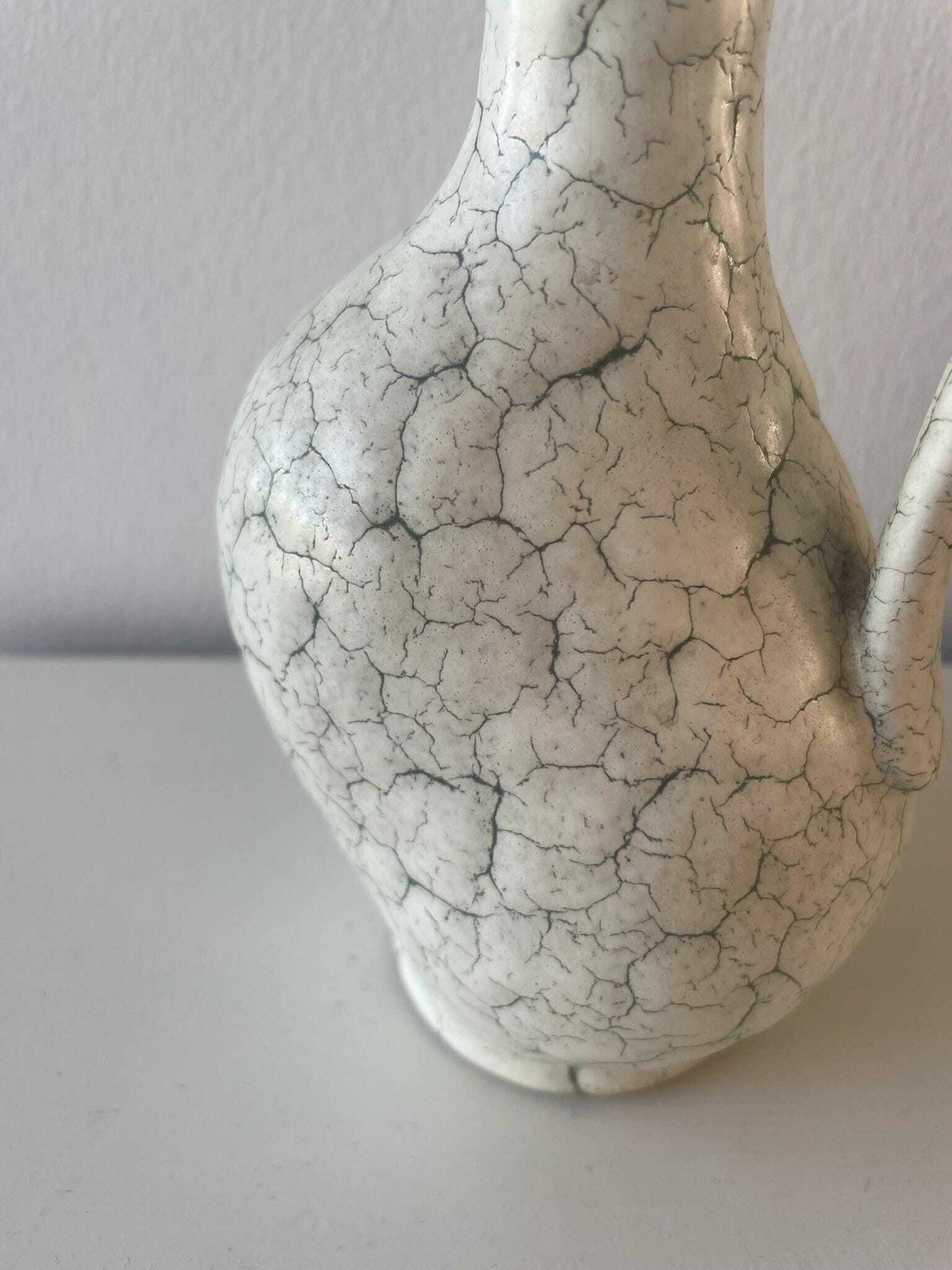 Veb Haldensleben East Germany Gddr Jug Or Vase With Bobble Cortina Style Cream And Green Glaze photo vinterior