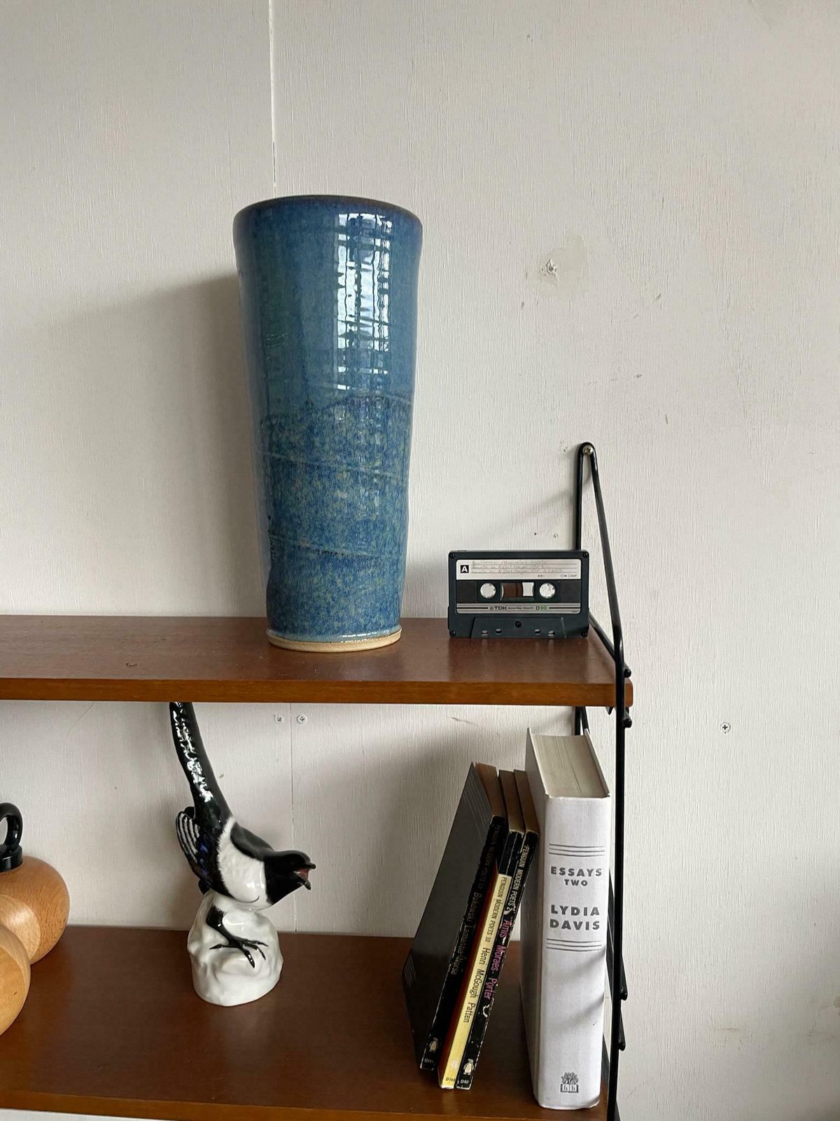 photo furniture Large Ink Blue Studio Pottery Vase With Mottled Sky Like Glaze