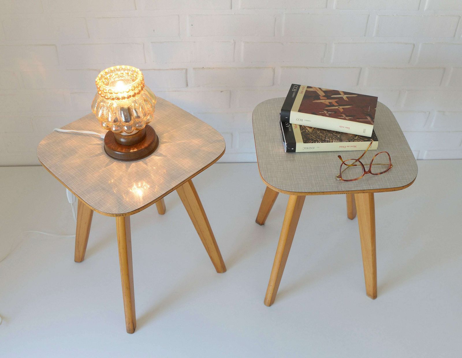 Vintage Kitchen Wooden Stools / Set Of 2 / Mid Century Modern / Coffee Tables / Space Age / Plant Stand / Yugoslavia 1950's / Retro Interior photo for sale