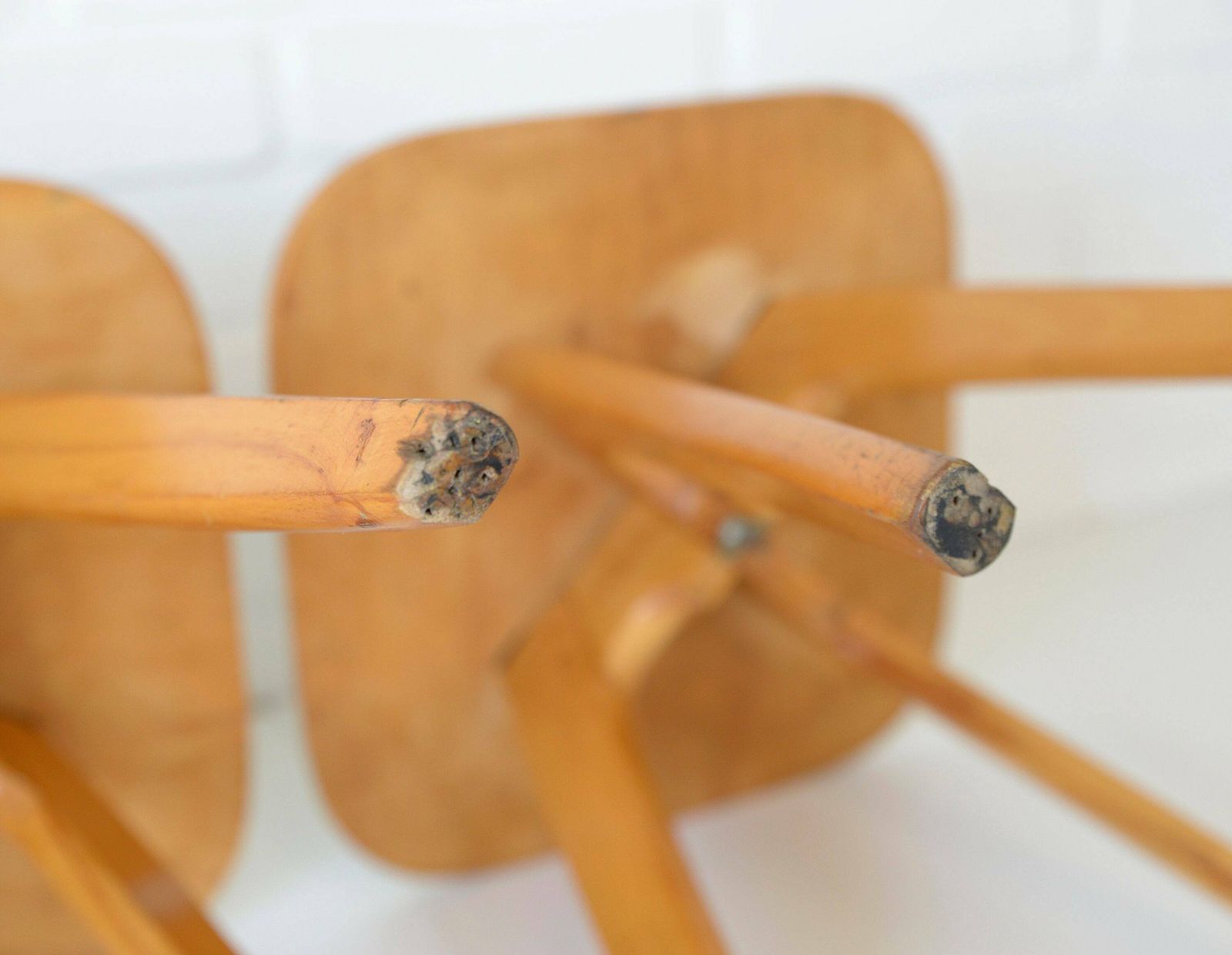 photo for sale Vintage Kitchen Wooden Stools / Set Of 2 / Mid Century Modern / Coffee Tables / Space Age / Plant Stand / Yugoslavia 1950's / Retro Interior