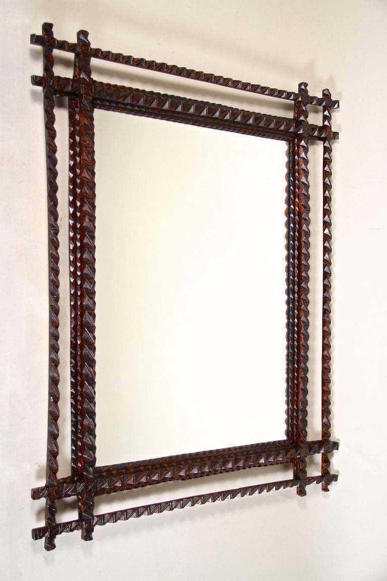 Tramp Art Rustic Wall Mirror Late 19th Century, Austria, Circa 1880 photo furniture