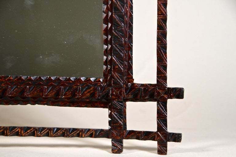 Tramp Art Rustic Wall Mirror Late 19th Century, Austria, Circa 1880 photo vinterior