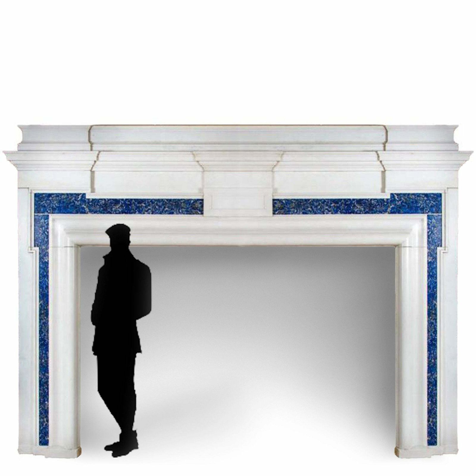 Monumental Antique Lapis Lazuli Marble Fireplace Surround