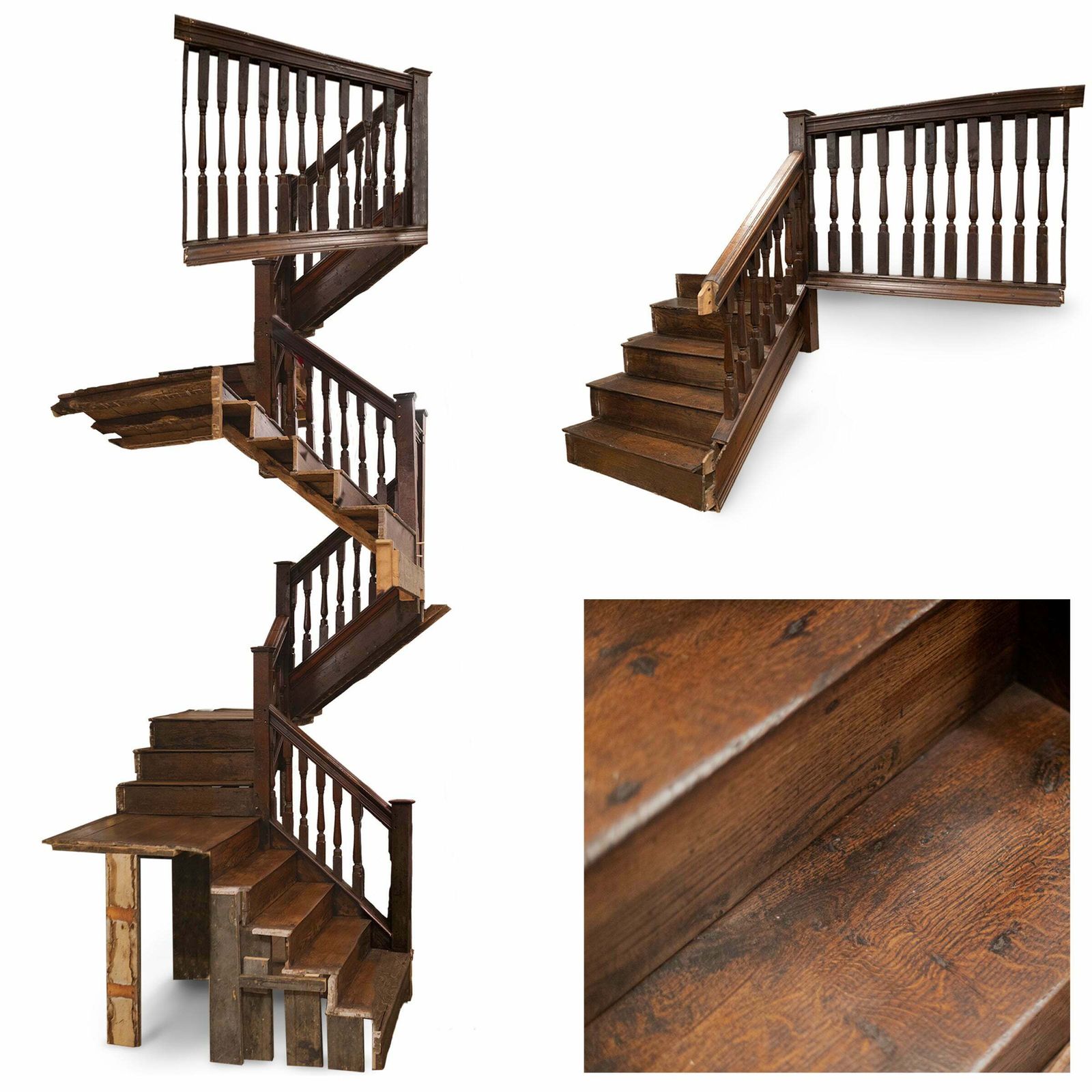Antique Queen Anne 18th Century Oak Staircase