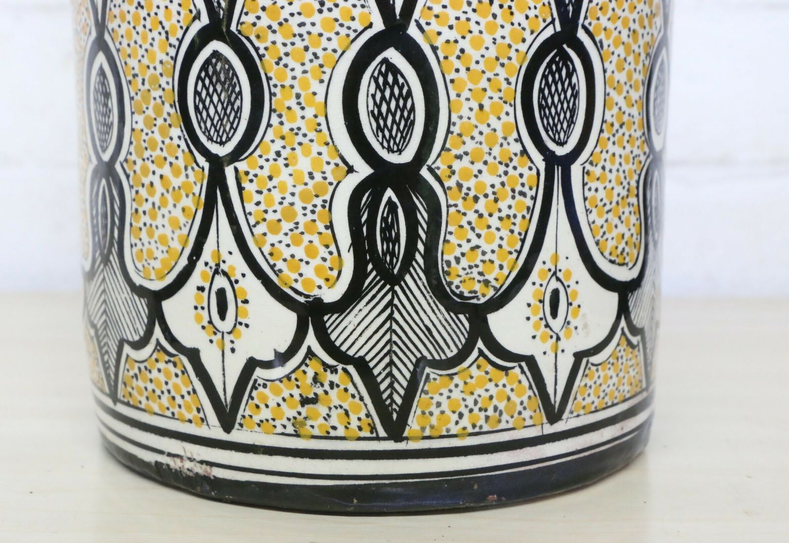 A Large Antique Moroccan Safi Pottery Vase In Yellow And Blue photo 115.0