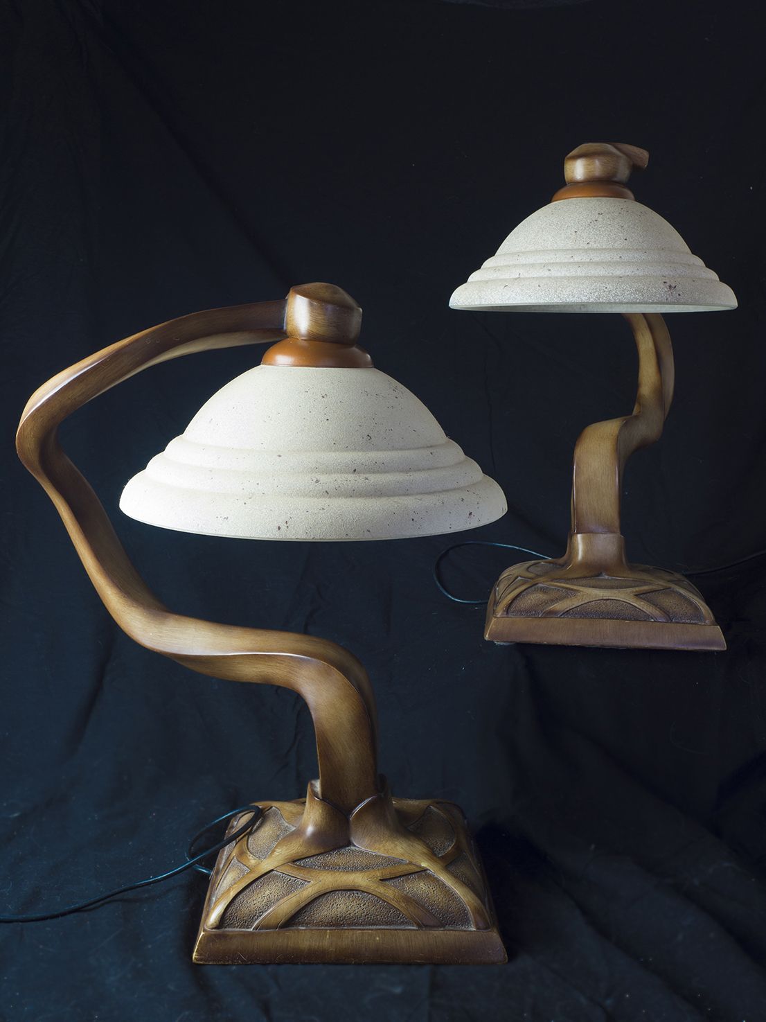 21st Century Twisted Deco Lamps With Hand Painted Faux Wood Finish photo for sale