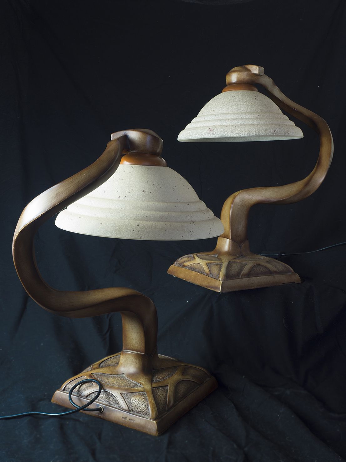 21st Century Twisted Deco Lamps With Hand Painted Faux Wood Finish photo Lighting