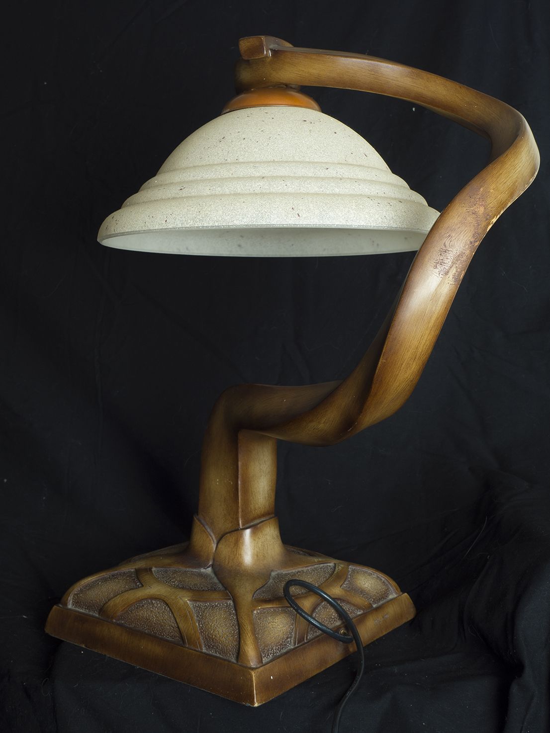 21st Century Twisted Deco Lamps With Hand Painted Faux Wood Finish photo vintage