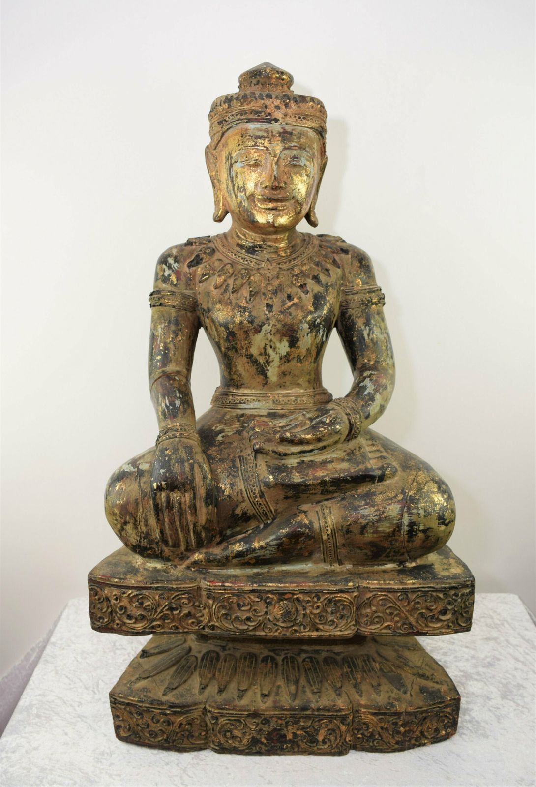 Large Antique Wooden Burmese Buddha Statue photo 3650.0