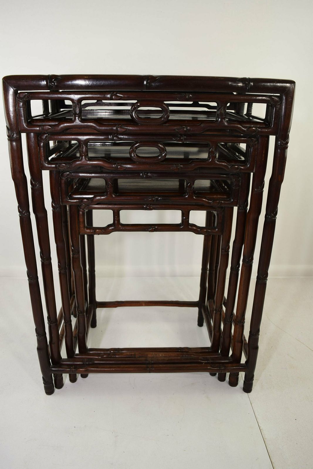 Antique Rosewood Faux Bamboo Nest Of Four Tables photo furniture