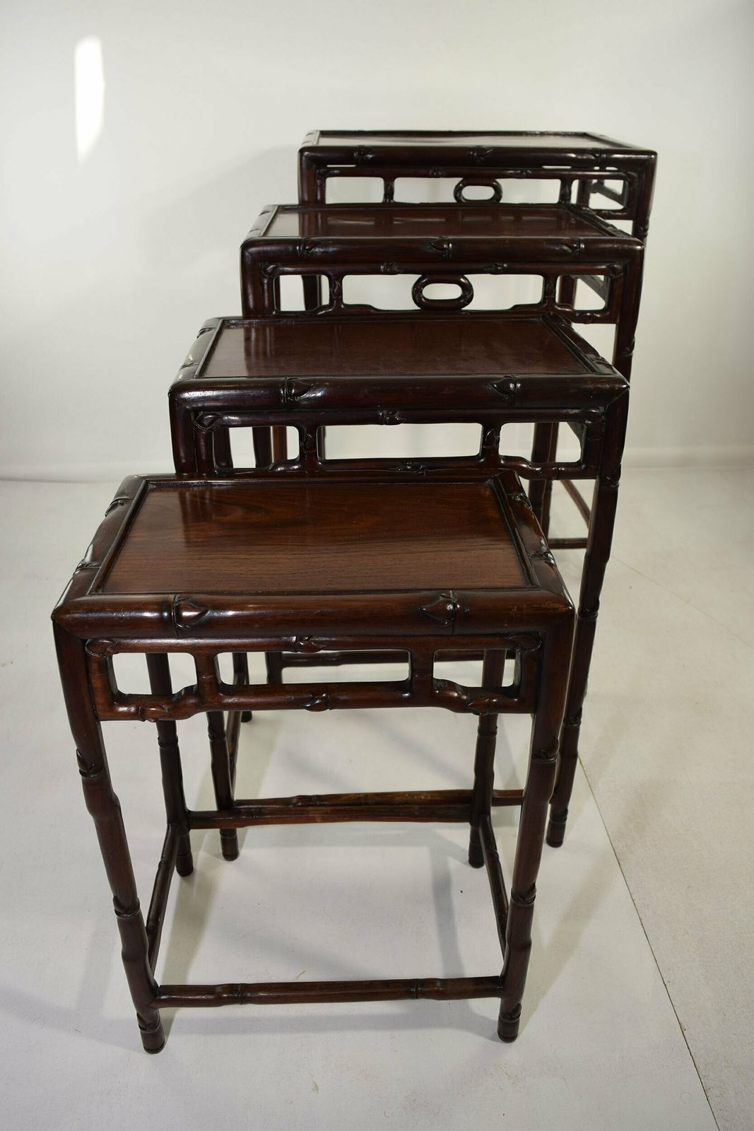 Antique Rosewood Faux Bamboo Nest Of Four Tables photo for sale