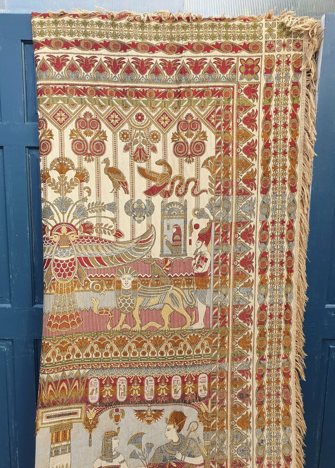 Egyptian Revival Art Deco French Jacquard Shawl photo Textiles