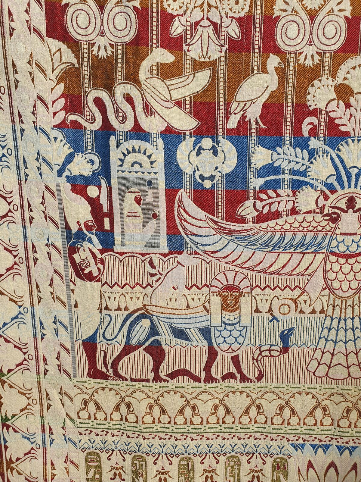 Egyptian Revival Art Deco French Jacquard Shawl photo vintage