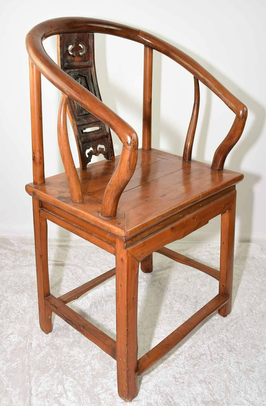 19th Century Chinese Pine And Hardwood Horseshoe Chair photo for sale