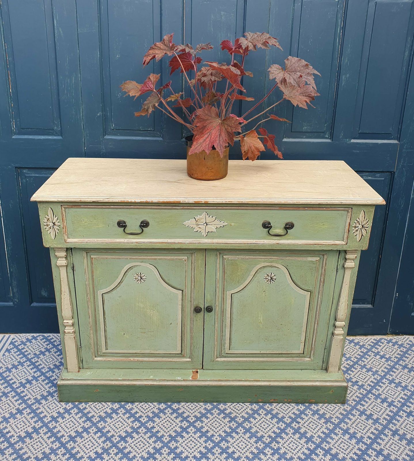 Hand Painted Antique Pine Cabinet photo vinterior