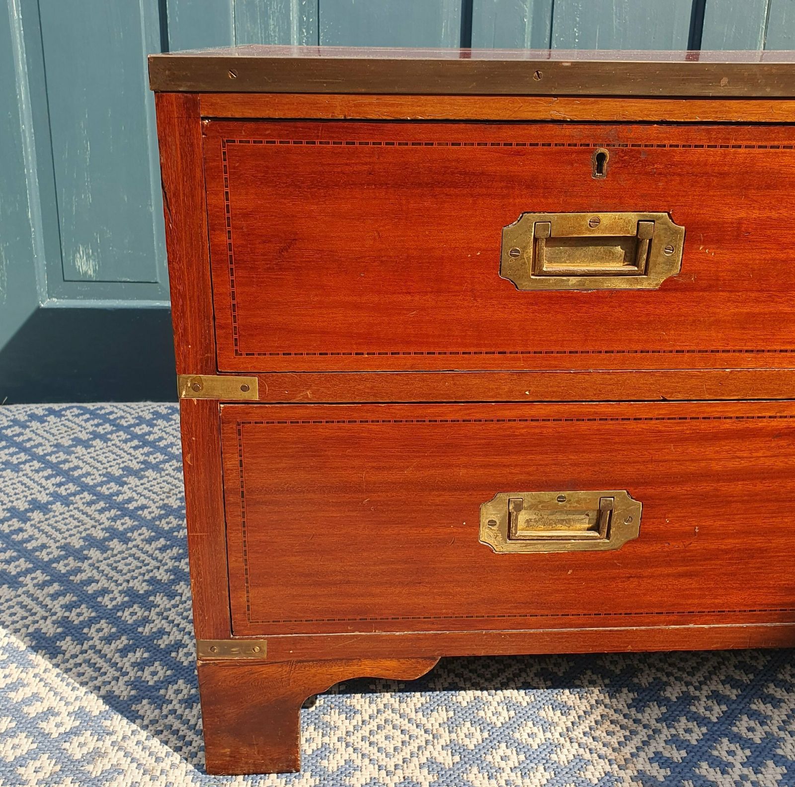 Leather Top Campaign Chest Of Drawers photo 2250.0