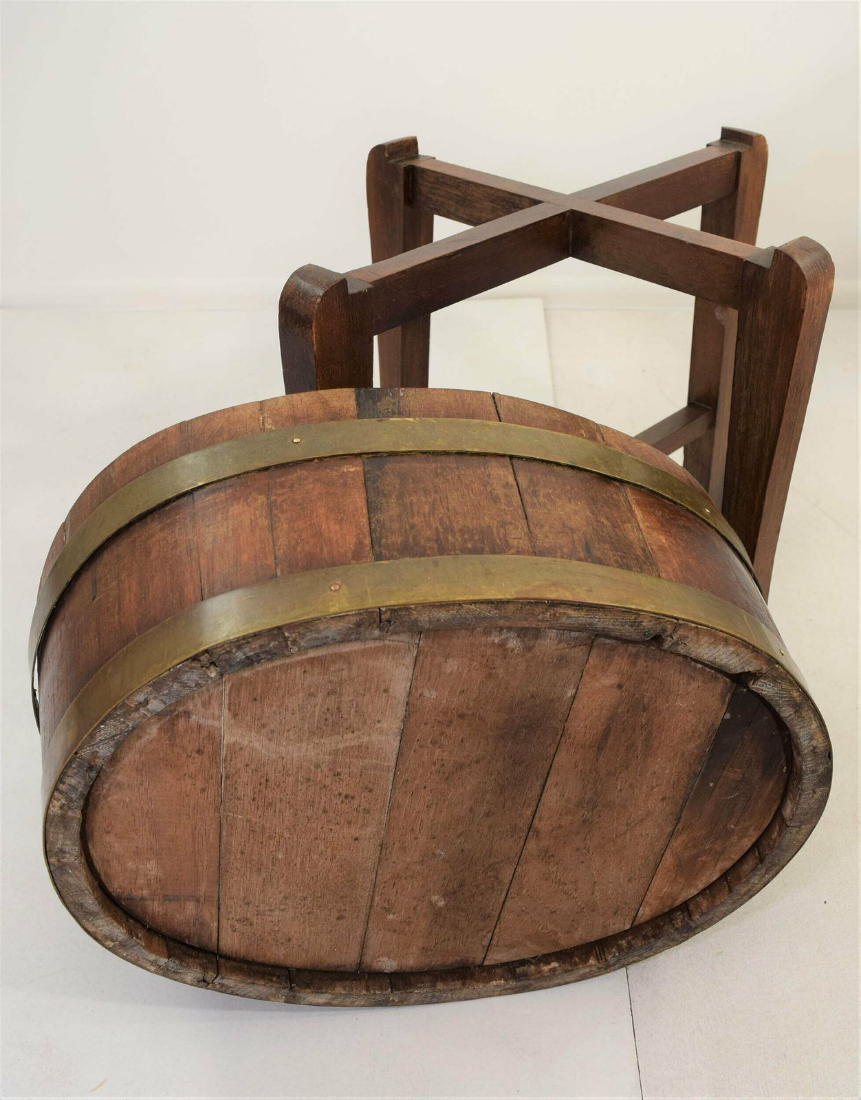 Early 20th Century Oak And Brass Bound Planter photo Garden Decor