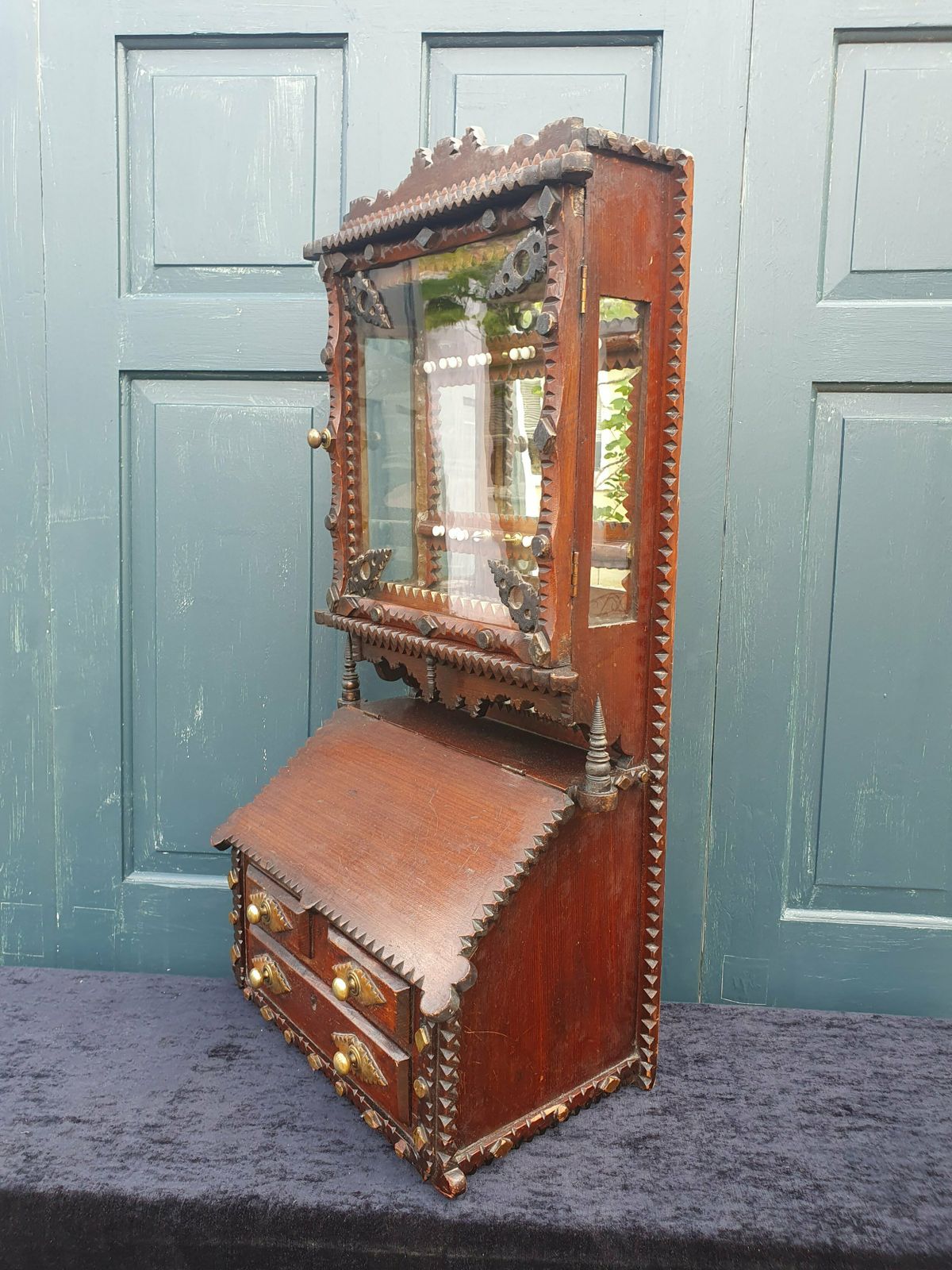 Tramp Art Cabinet, 1800s, Antique photo furniture