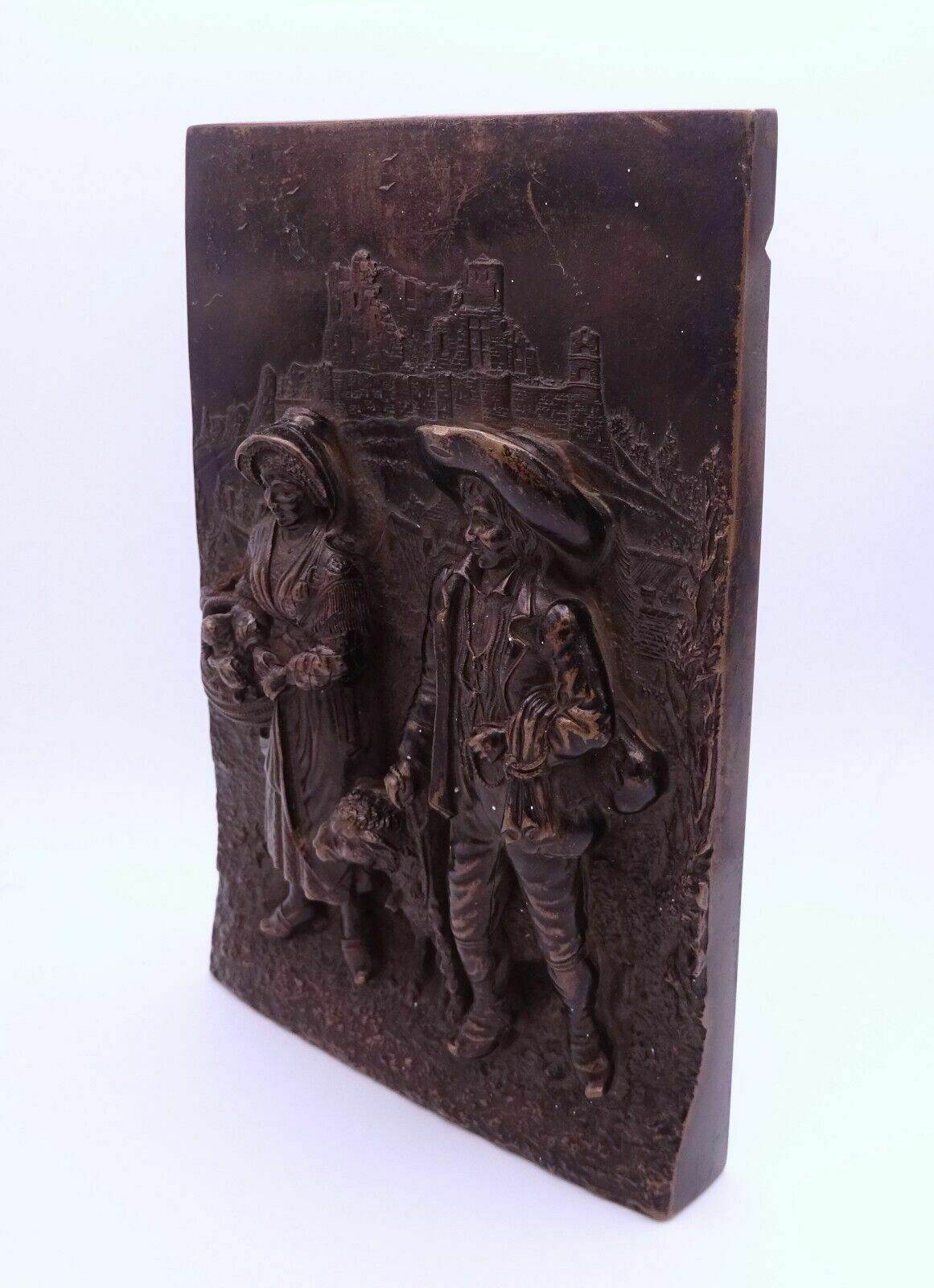 Antique French Cast Bronze High Relief Freestanding Plaque photo furniture