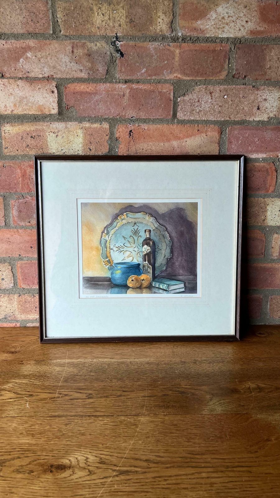 Well Executed Vintage Watercolour Still Life Painting By L. Nicoll photo furniture