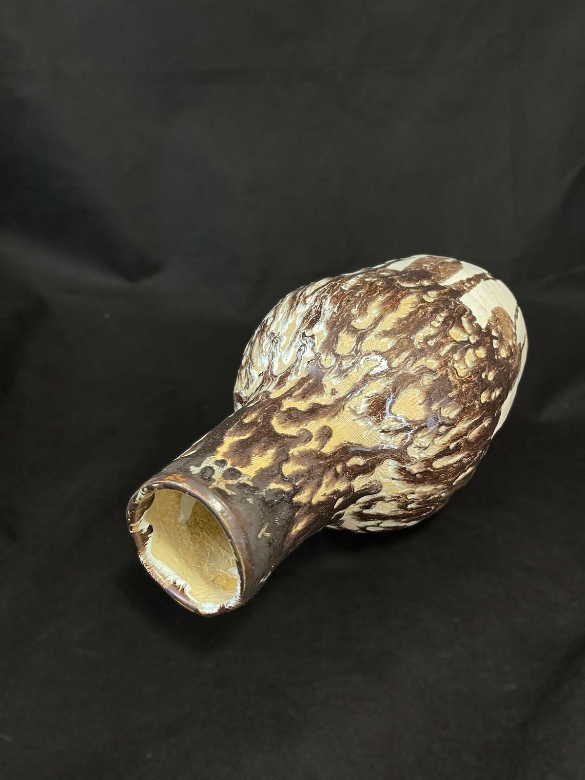 Stunning And Unique Mid Century Hand Made Fat Lava Ceramic Vase By Sue Blackburn 1969 photo for sale