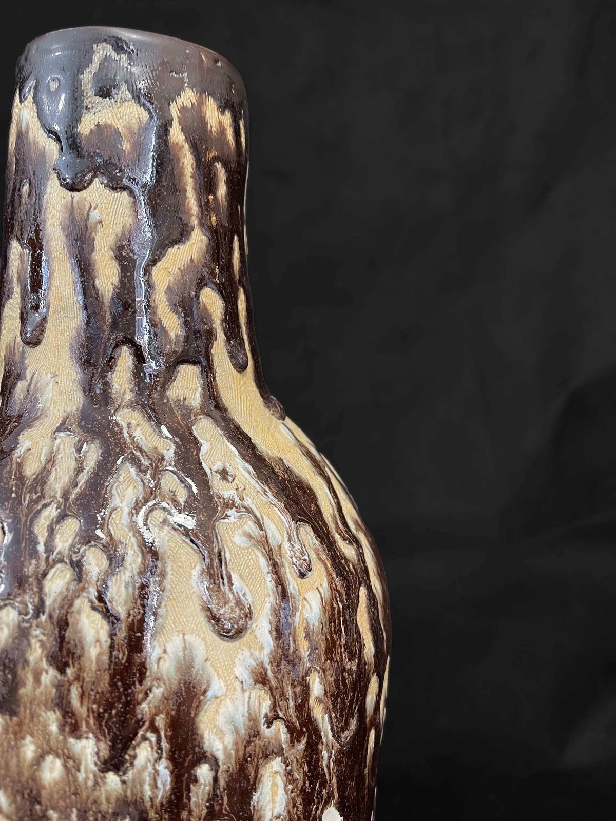 Stunning And Unique Mid Century Hand Made Fat Lava Ceramic Vase By Sue Blackburn 1969 photo vintage