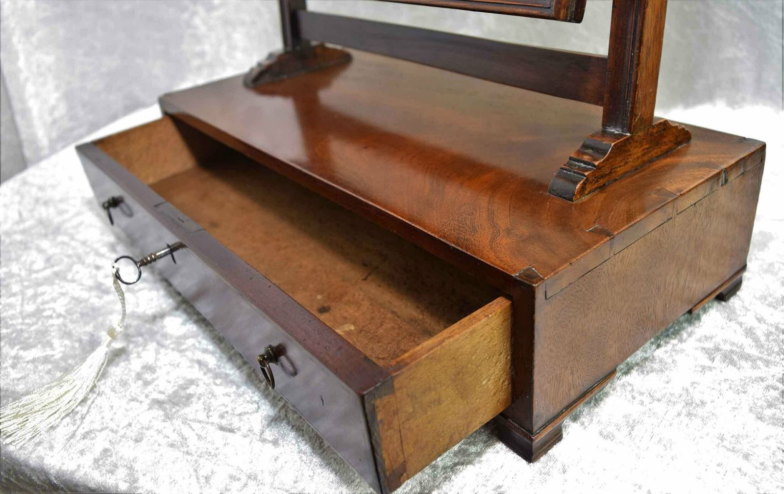 Georgian Dressing Table Mirror With Drawer photo vintage