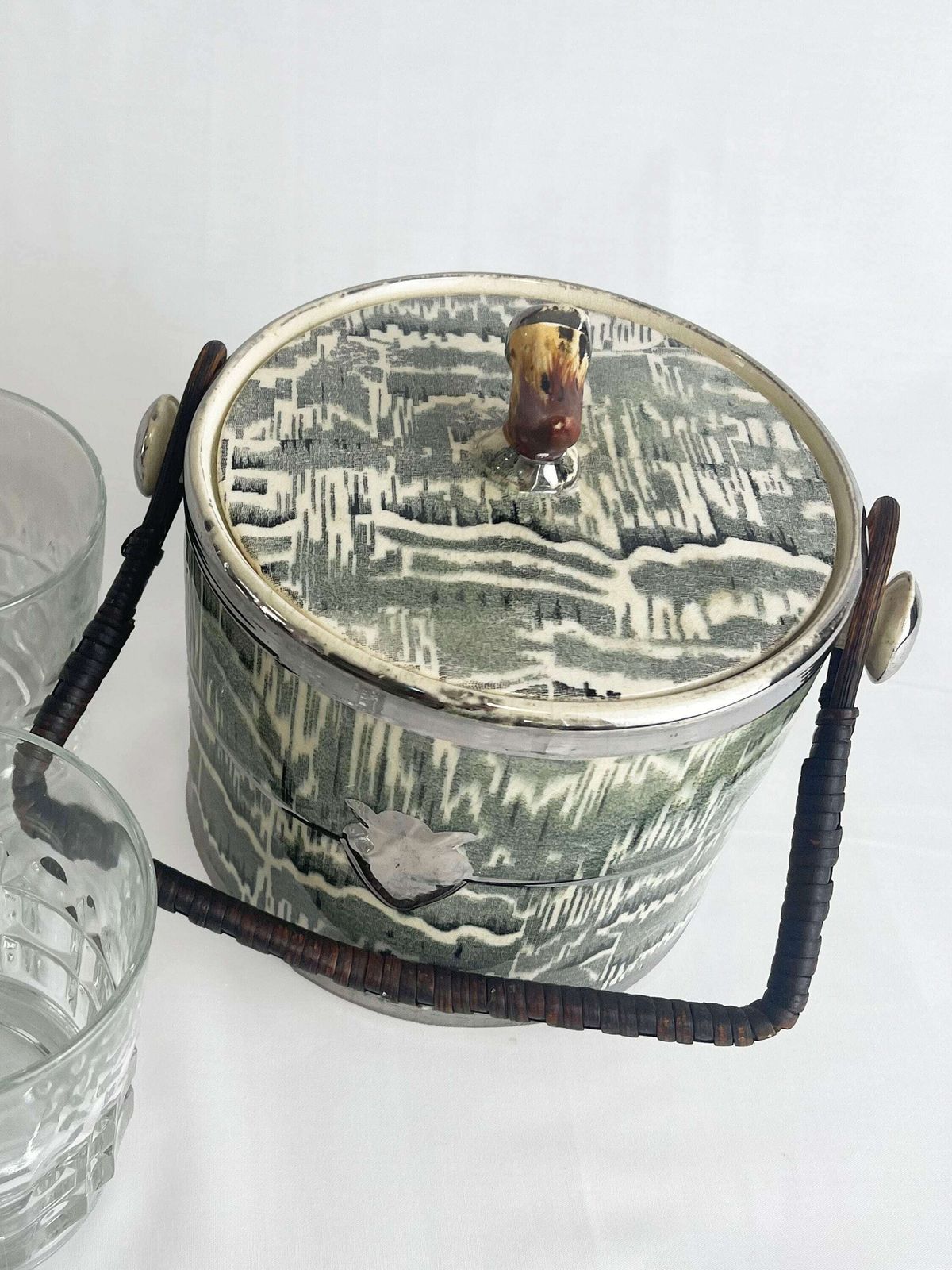 Antique Arthur Wood English Silver Shield Staffordshire Style Ice Bucket Circa 1920, Barware Collectable, Vintage Barware, Retro Ice Bucket photo for sale