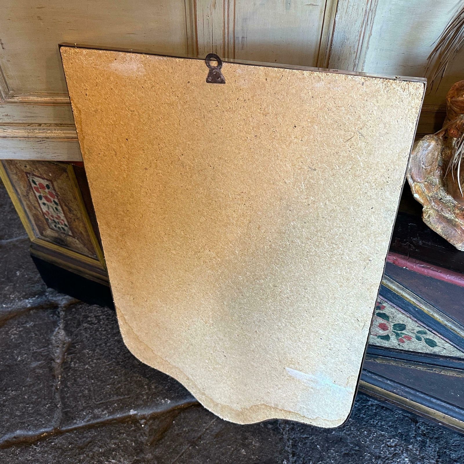 1950s Gio Ponti Style Mid Century Modern Brass Shield Italian Wall Mirror photo vintage