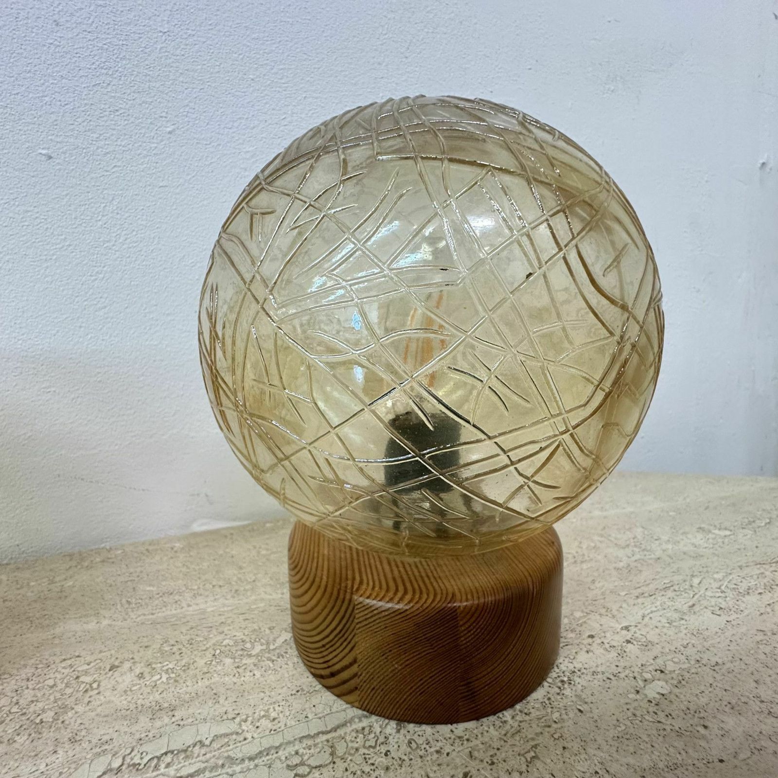 Set Of 2 Glass And Wood Table Lamps , 1980s photo Lighting