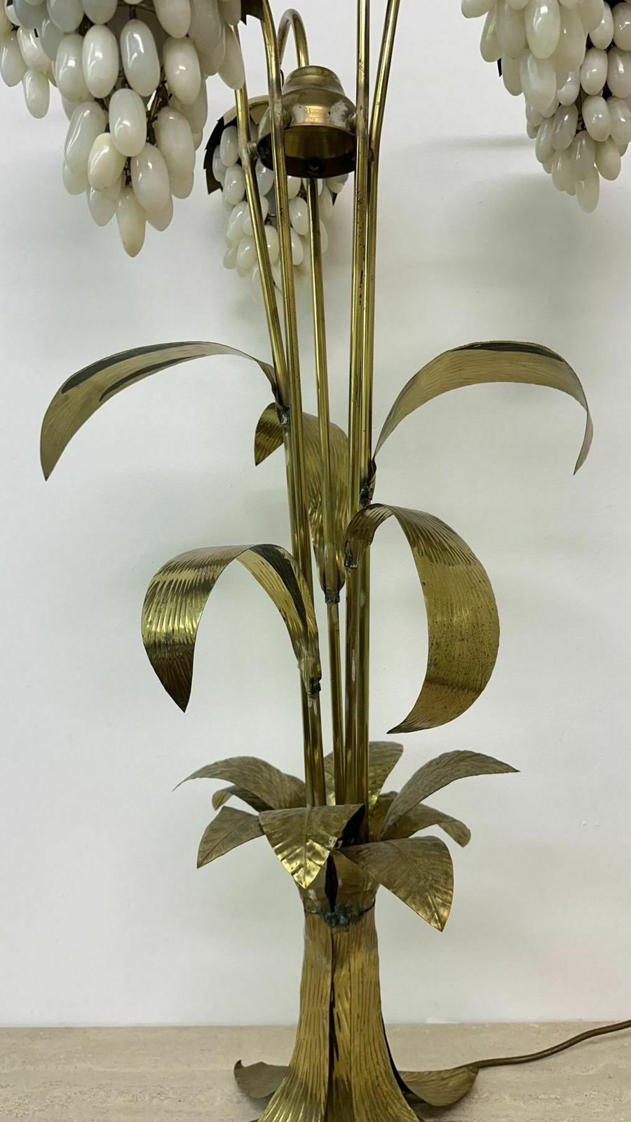 4706.0 Mid Century Brass Floor Lamp With Alabaster Grapes , 1950s photo